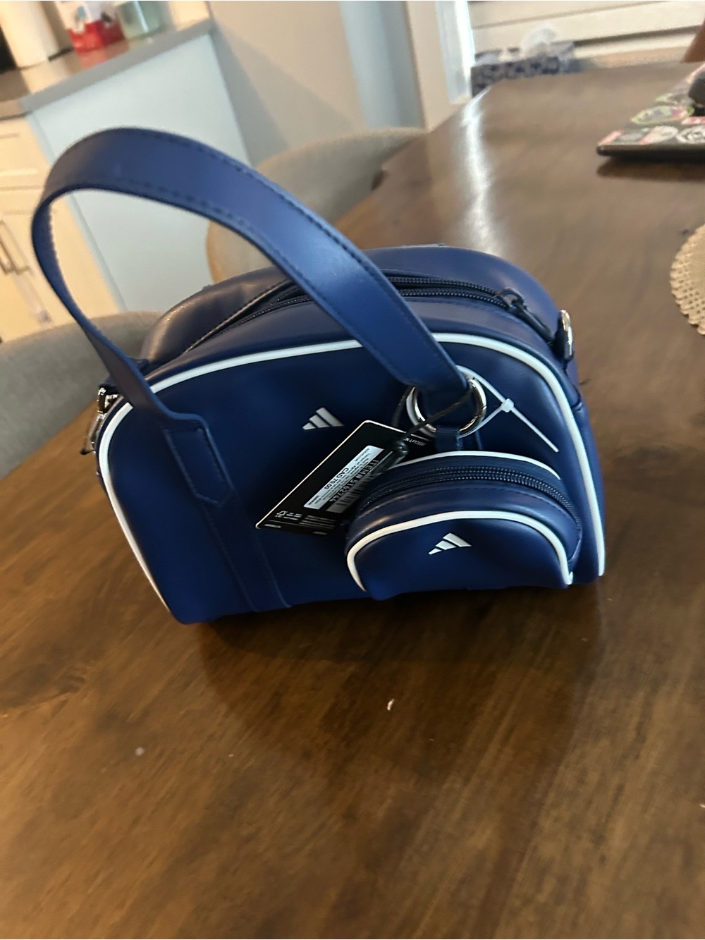 adidas Blue Mini Belt Bag with White Trim
